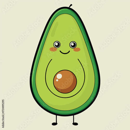cut avocado on a white background stock illustration