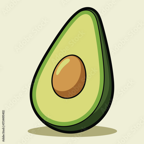 cut avocado on a white background stock illustration