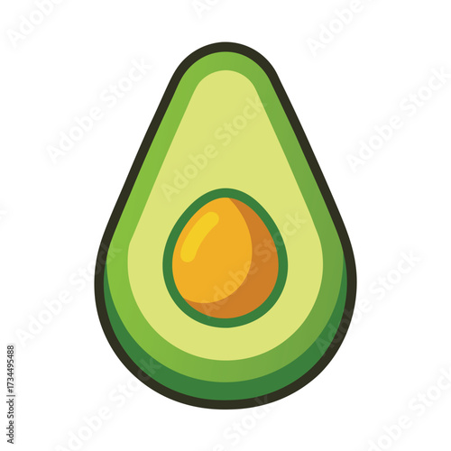 cut avocado on a white background stock illustration