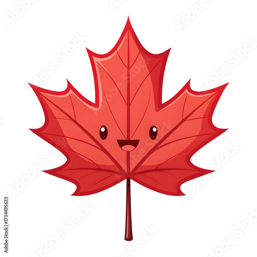 Maple leaf emoji style isolated on white background perfect for autumn themes, seasonal designs, nature illustrations,
