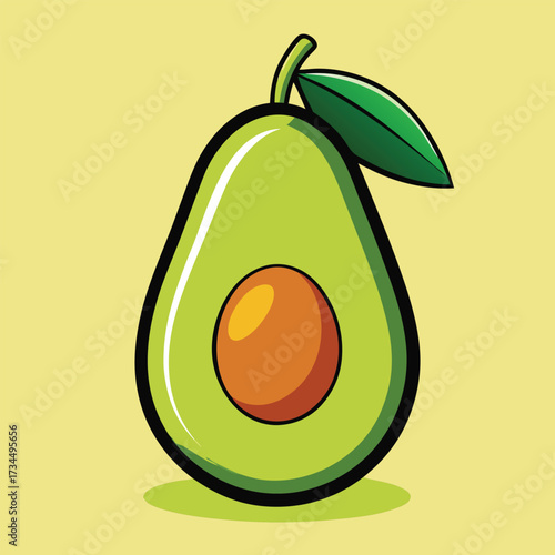 cut avocado on a white background stock illustration
