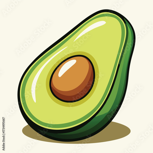 cut avocado on a white background stock illustration