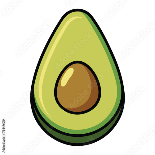 Avocado isolated on white stock Vector illustration