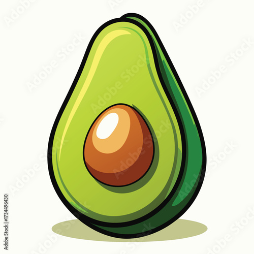 Avocado isolated on white stock Vector illustration