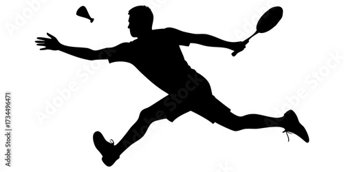 Black silhouette of a man jumping with a ball for soccer or football sport illustration