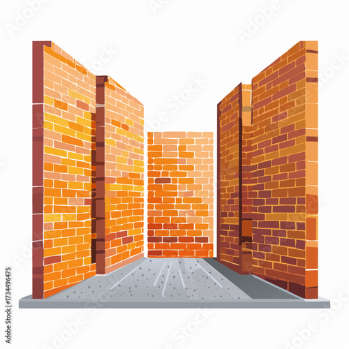 Brick Wall Construction Structure Illustration