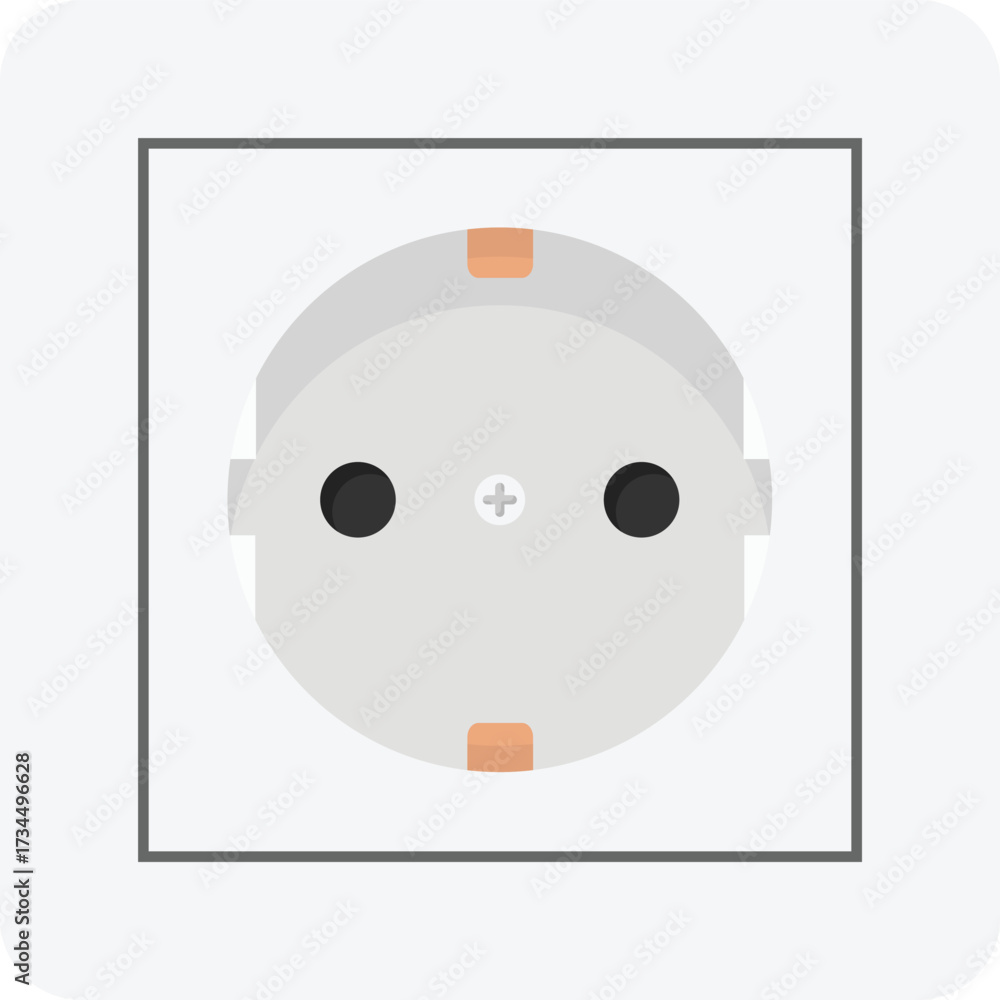 Fototapeta premium Type F Wall Electrical Outlet Flat Illustration. Clean Icon Design Element on Isolated Transparent Background