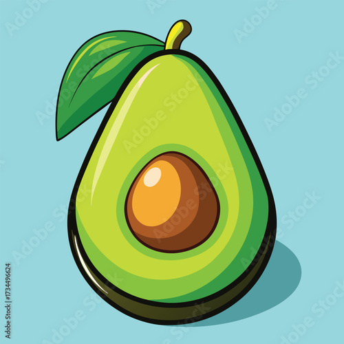 cut avocado on a white background stock illustration