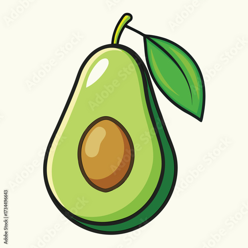 cut avocado on a white background stock illustration