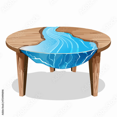 Round Epoxy Resin River Coffee Table