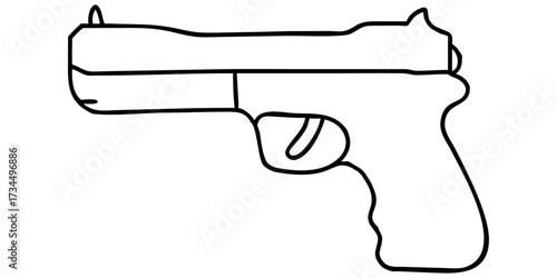 Hand holding a gun weapon illustration isolated on white background