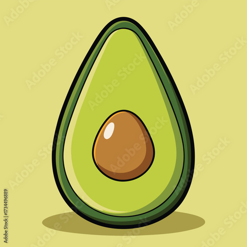 cut avocado on a white background stock illustration