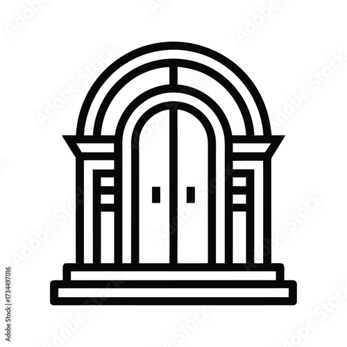Doorway Outline Icon Minimal Entrance Architecture Vector Symbol on White Background