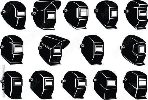 Welding, Helmet, Safety, Protection, Shield, Mask, Guard, Industrial, Equipment, Worker, Secure, Gear, Tool, Job, Labor, Vector, Icon, Illustration, Silhouette, Design