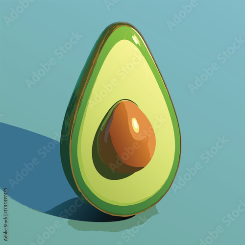 cut avocado on a white background stock illustration