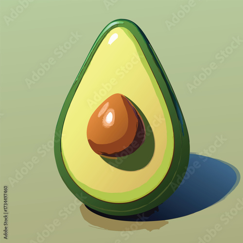cut avocado on a white background stock illustration