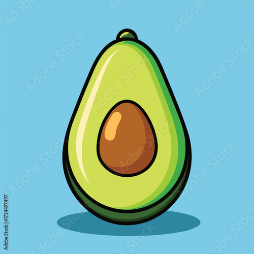 cut avocado on a white background stock illustration
