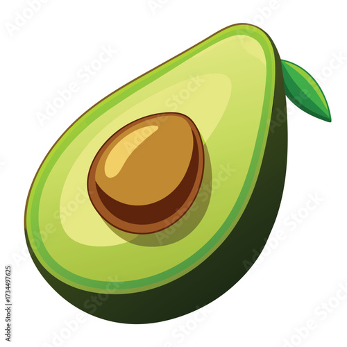 cut avocado on a white background stock illustration