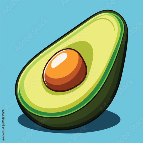 cut avocado on a white background stock illustration