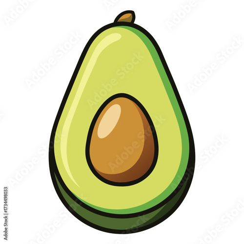 cut avocado on a white background stock illustration