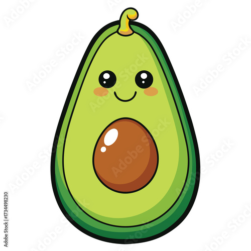 cut avocado on a white background stock illustration