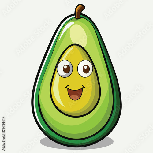 cut avocado on a white background stock illustration