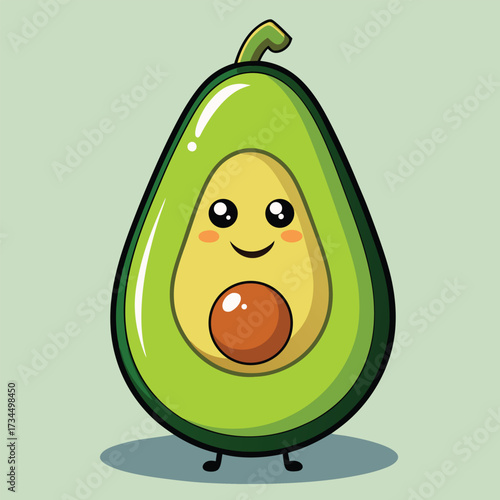 cut avocado on a white background stock illustration