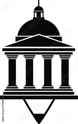 Classic building silhouette with dome and columns