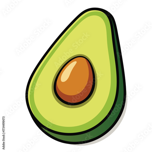 cut avocado on a white background stock illustration