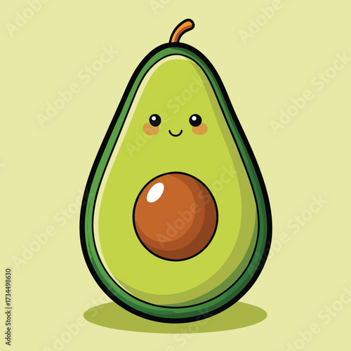 cut avocado on a white background stock illustration
