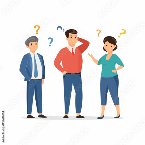 Confused Business Team Asking Questions and Seeking Solutions