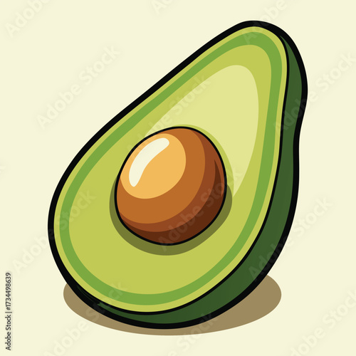cut avocado on a white background stock illustration
