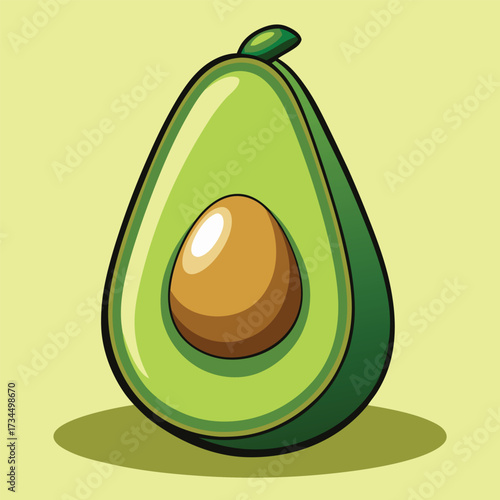 cut avocado on a white background stock illustration