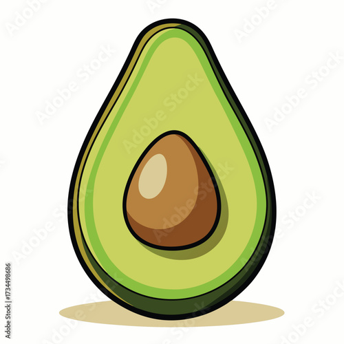 cut avocado on a white background stock illustration