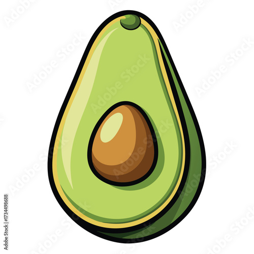 cut avocado on a white background stock illustration