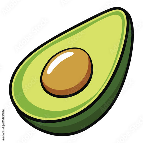 cut avocado on a white background stock illustration