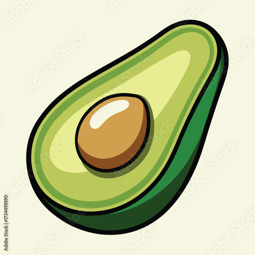 cut avocado on a white background stock illustration