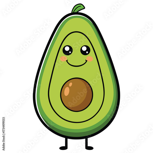cut avocado on a white background stock illustration