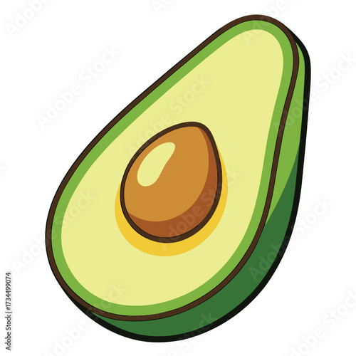 cut avocado on a white background stock illustration