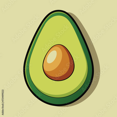 cut avocado on a white background stock illustration