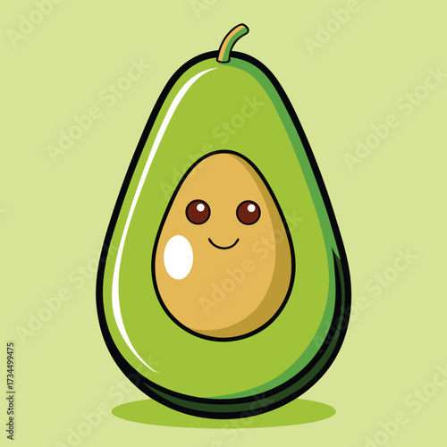 cut avocado on a white background stock illustration