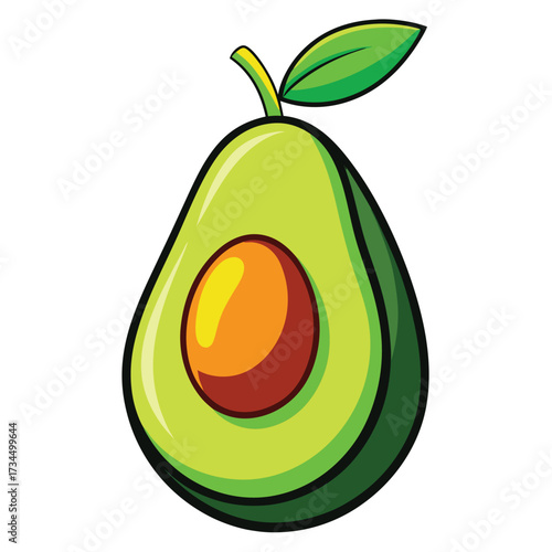 cut avocado on a white background stock illustration