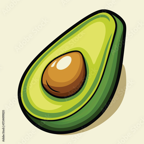 cut avocado on a white background stock illustration