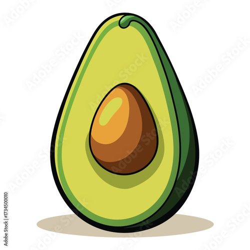 cut avocado on a white background stock illustration