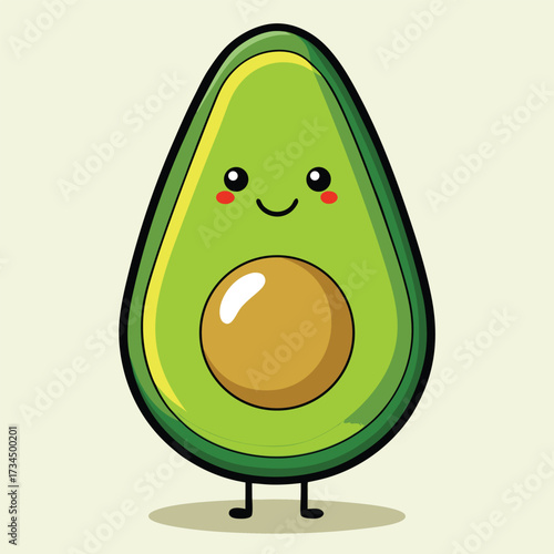 cut avocado on a white background stock illustration