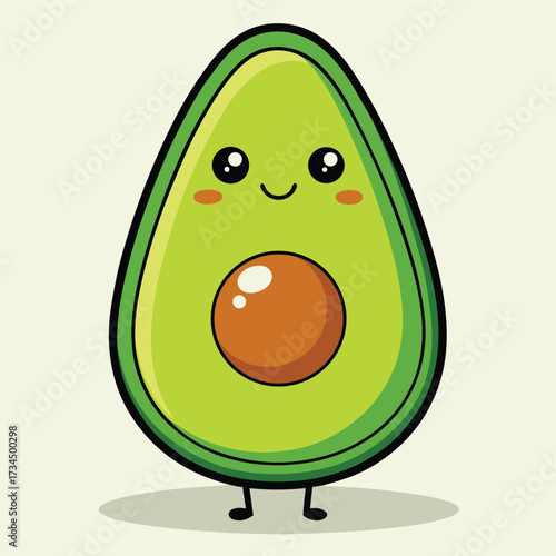 cut avocado on a white background stock illustration