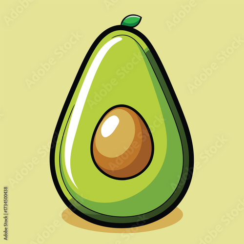 cut avocado on a white background stock illustration