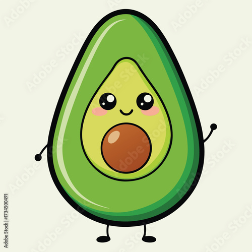 cut avocado on a white background stock illustration
