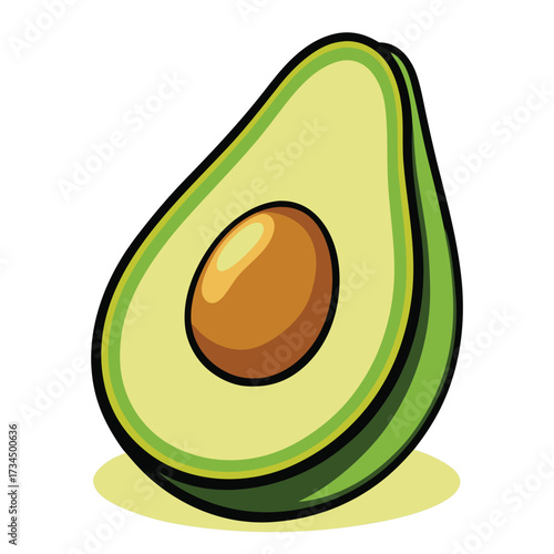 cut avocado on a white background stock illustration