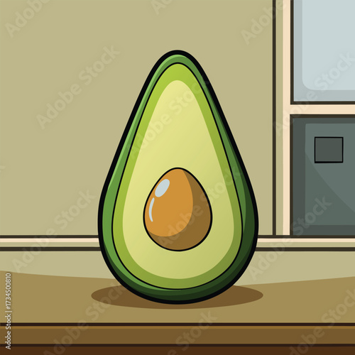cut avocado on a white background stock illustration